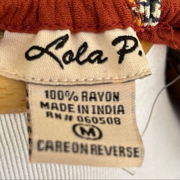 Lola P floral boho bell sleeve ruffle blouse M NWT - Picture 6 of 7